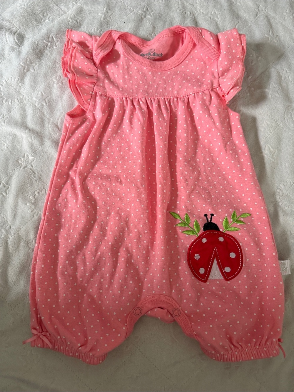 Pink Polka Dot Ladybug Footie One-Piece for Kids 9-12 months